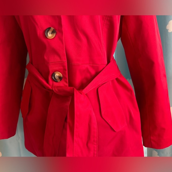 Sandro Studio red ruffle trench coat-L - Picture 4 of 7